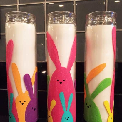 hand painted bunny candles