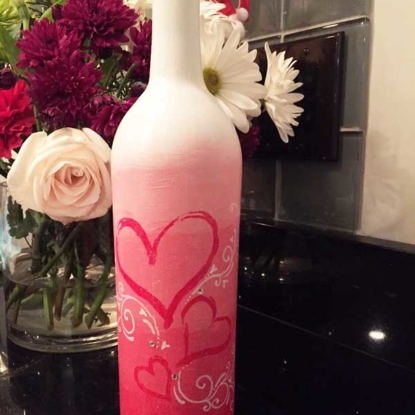 hand painted valentine bottle